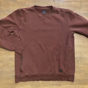 Roark Men Sweatshirt Small Pullover Zipper Pocket Crew Neck Burgundy Maroon